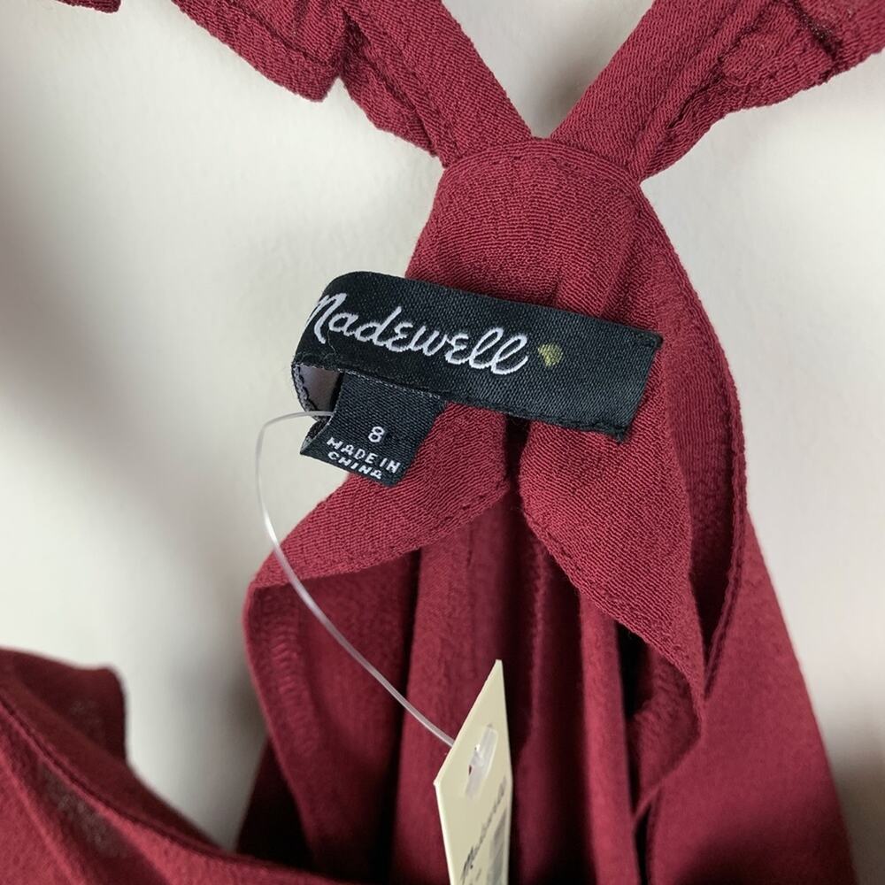 Madewell Maroon Ruffle Strap Button Front Top - Picture 5 of 6
